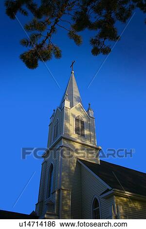 Steeple on church View Large Photo Image Stock Photograph - Steeple on church. Fotosearch