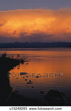 Sunset at Yellowstone Lake, Yellowstone National Park View Large Photo Image Stock Image - Sunset at Yellowstone Lake, Yellowstone National Park. Fotosearch