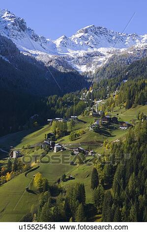 Picture - View of alpine valley. Fotosearch