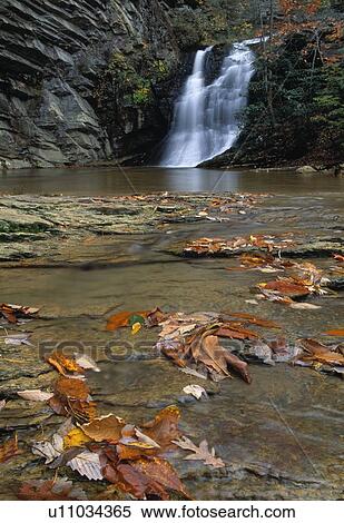 Stock Photography - Waterfall cascading into stream. Fotosearch