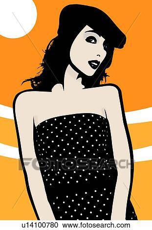 Stock Image - Woman wearing polkadots. Fotosearch