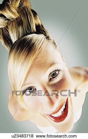 Woman with bold hairstyle View Large Photo Image Stock Photo - Woman with bold hairstyle. Fotosearch