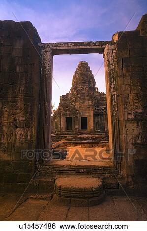 Angkor Thom, entrance to Bayon Temple ruins View Large Photo Image Stock Photograph - Angkor Thom, entrance to Bayon Temple ruins. Fotosearch