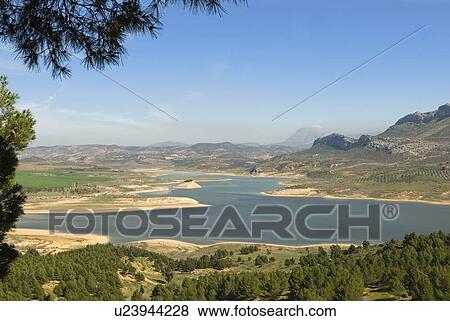 Stock Photo - Lakes at Guadalhorce, Spain. Fotosearch