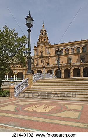 Plaza de España, Seville, Spain View Large Photo Image Stock Image - Plaza de España, Seville, Spain. Fotosearch
