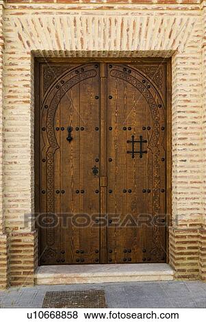 Traditional Spanish door View Large Photo Image Stock Photo - Traditional Spanish door. Fotosearch