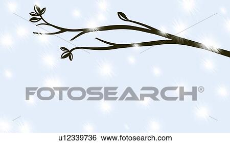 Stock Photograph - Tree branch in the snow. Fotosearch