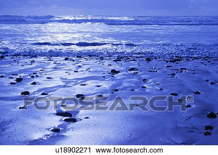 Stock Image - Wet sandy shoreline. Fotosearch