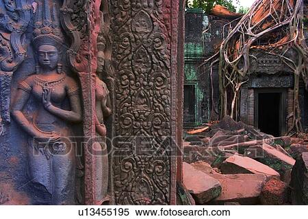 Ta Prohm bas reliefs, Angkor, Cambodia View Large Photo Image Stock Photography - Ta Prohm bas reliefs, Angkor, Cambodia. Fotosearch