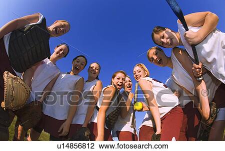 Stock Image - Girls Baseball Team. Fotosearch
