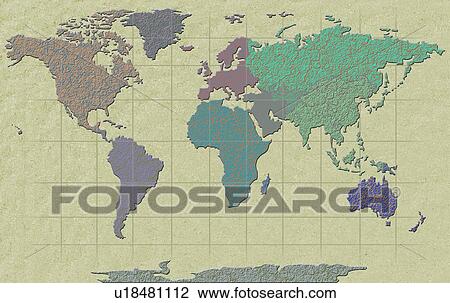 Stock Image - World Map Illustration. Fotosearch