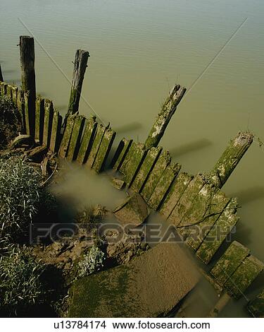 Picture - A fence in the water. Fotosearch
