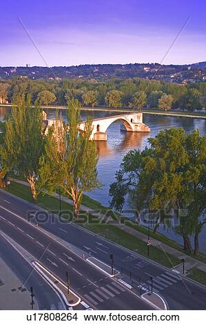 Picture - Avignon from Rhone River Provence France. Fotosearch