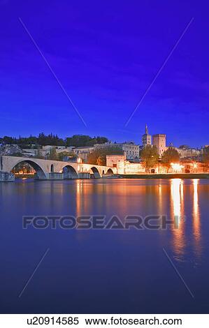 Stock Photography - Avignon from Rhone River Provence France . Fotosearch
