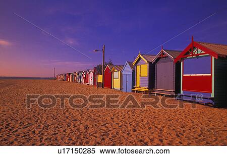 Stock Photography - Change cabins on beach. Fotosearch