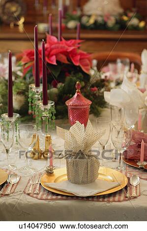 Stock Image - Christmas dinner table. Fotosearch