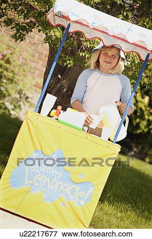 Stock Photo - Girl at lemonade stand. Fotosearch