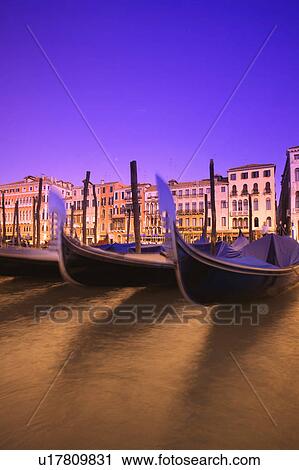 Stock Image - Gondolas on The Grand Canal Venice Italy. Fotosearch