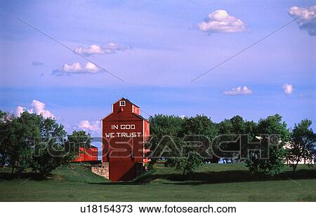 Stock Image - Grain elevator with message. Fotosearch