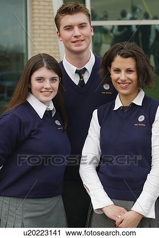Stock Image - Group of students in uniform. Fotosearch