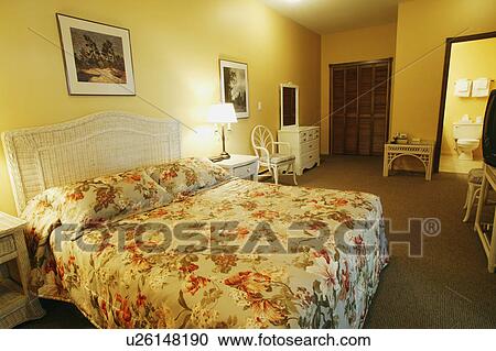 Stock Image - Hotel room floral. Fotosearch