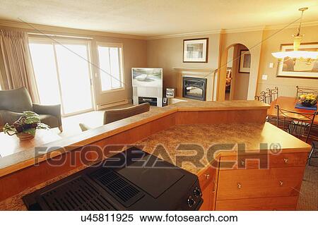 Stock Photography - Looking out onto living room. Fotosearch