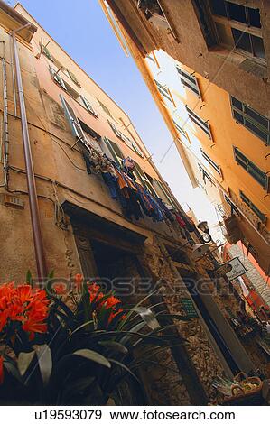Looking up at apartments Cinque Terre Italy View Large Photo Image Stock Photo - Looking up at apartments Cinque Terre Italy. Fotosearch