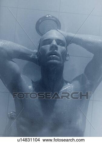 Man in shower View Large Photo Image Picture - Man in shower. Fotosearch