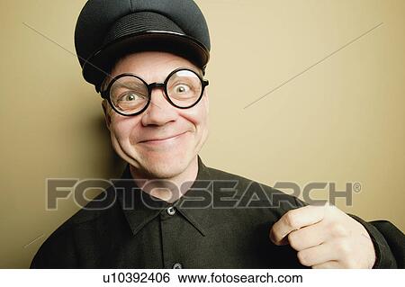 Stock Photograph - Man with a smirk. Fotosearch