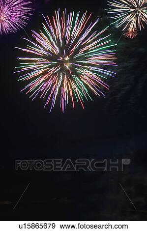 Stock Photo - Multicolored fireworks. Fotosearch