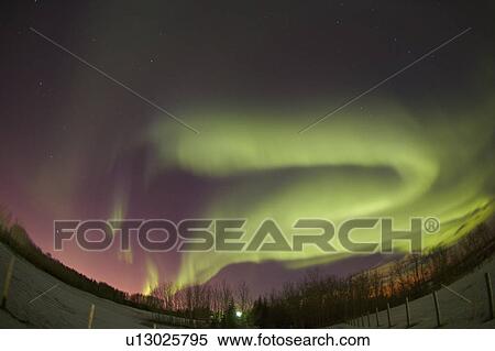 Stock Photography - Northern lights Edmonton Alberta Canada. Fotosearch