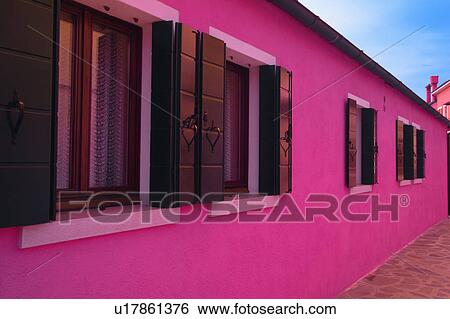 Pink houses Island of Burano Venetian Lagoon Italy View Large Photo Image Stock Photograph - Pink houses Island of Burano Venetian Lagoon Italy. Fotosearch