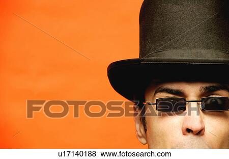Portrait of a man with top hat View Large Photo Image Stock Photo - Portrait of a man with top hat. Fotosearch