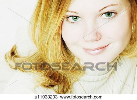 Stock Image - Portrait of a woman's face. Fotosearch