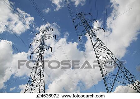 Stock Image - Power lines. Fotosearch