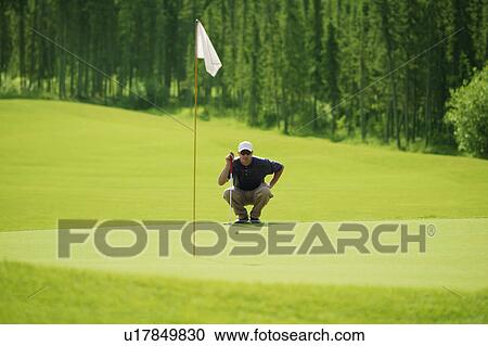 Stock Image - Preparing for the birdie. Fotosearch