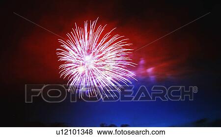 Red fireworks in the sky View Large Photo Image Stock Photo - Red fireworks in the sky. Fotosearch
