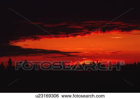 Stock Photograph - Red sunset. Fotosearch