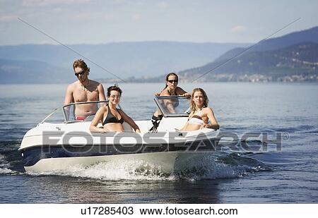 Stock Image - Speed boat on water. Fotosearch