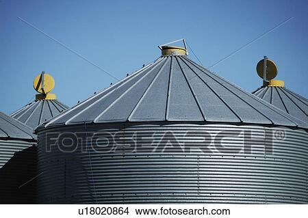 Picture - Top of grain storage bins. Fotosearch