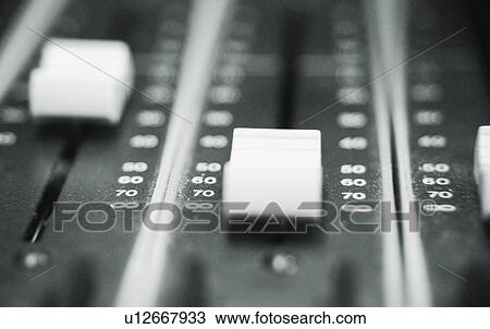 Stock Image - Volume on a sound board. Fotosearch