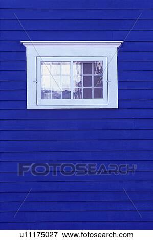 White window on blue siding View Large Photo Image Stock Photo - White window on blue siding. Fotosearch