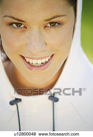 Woman wearing a hood View Large Photo Image Stock Photo - Woman wearing a hood. Fotosearch