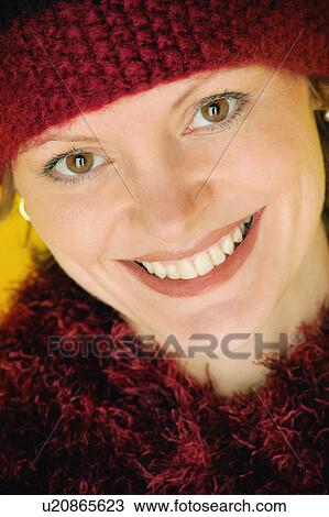 Woman wearing wool hat View Large Photo Image Stock Image - Woman wearing wool hat. Fotosearch