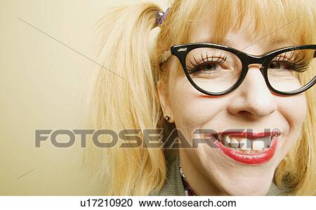 Stock Image - Woman with glasses. Fotosearch