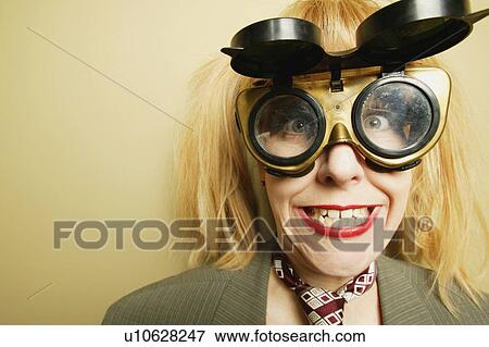 Stock Photo - Woman with goggles. Fotosearch