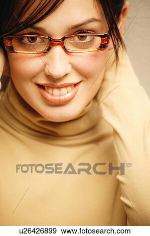 Stock Photo - Woman with trendy glasses. Fotosearch
