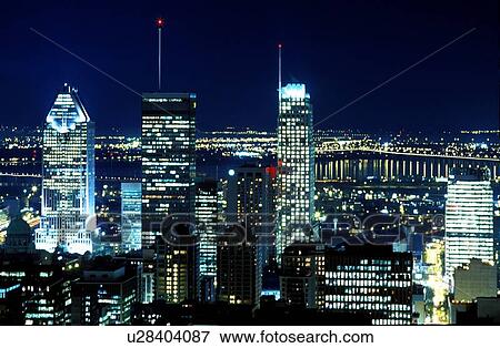 Stock Photo - Downtown city at night. Fotosearch