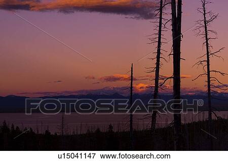 Stock Photo - Lake, landscape and sunset. Fotosearch