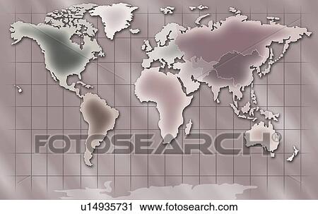 Stock Image - World Map Illustration. Fotosearch